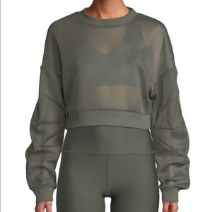 ALO Row Mesh Sheer Cropped Pullover Sweatshirt